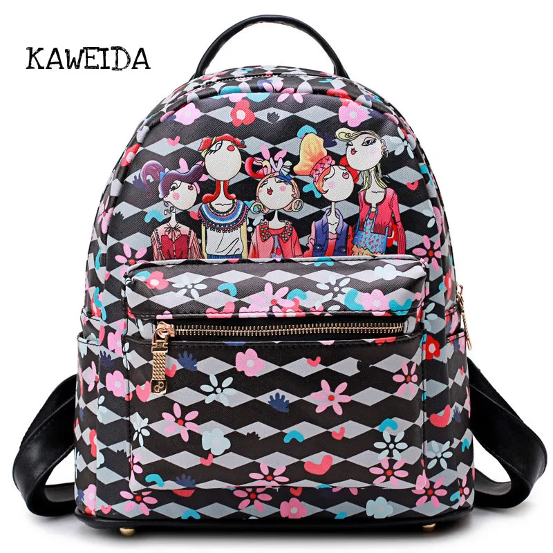 Girls Backpack Fashion PU leather Cartoon elf Print Rucksack Women Big colorful Pink Floral School Bag Black Grey Casual Backbag
Girls Backpack Fashion PU leather Cartoon elf Print Rucksack Women Big colorful Pink Floral School Bag Black Grey Casual Backbag