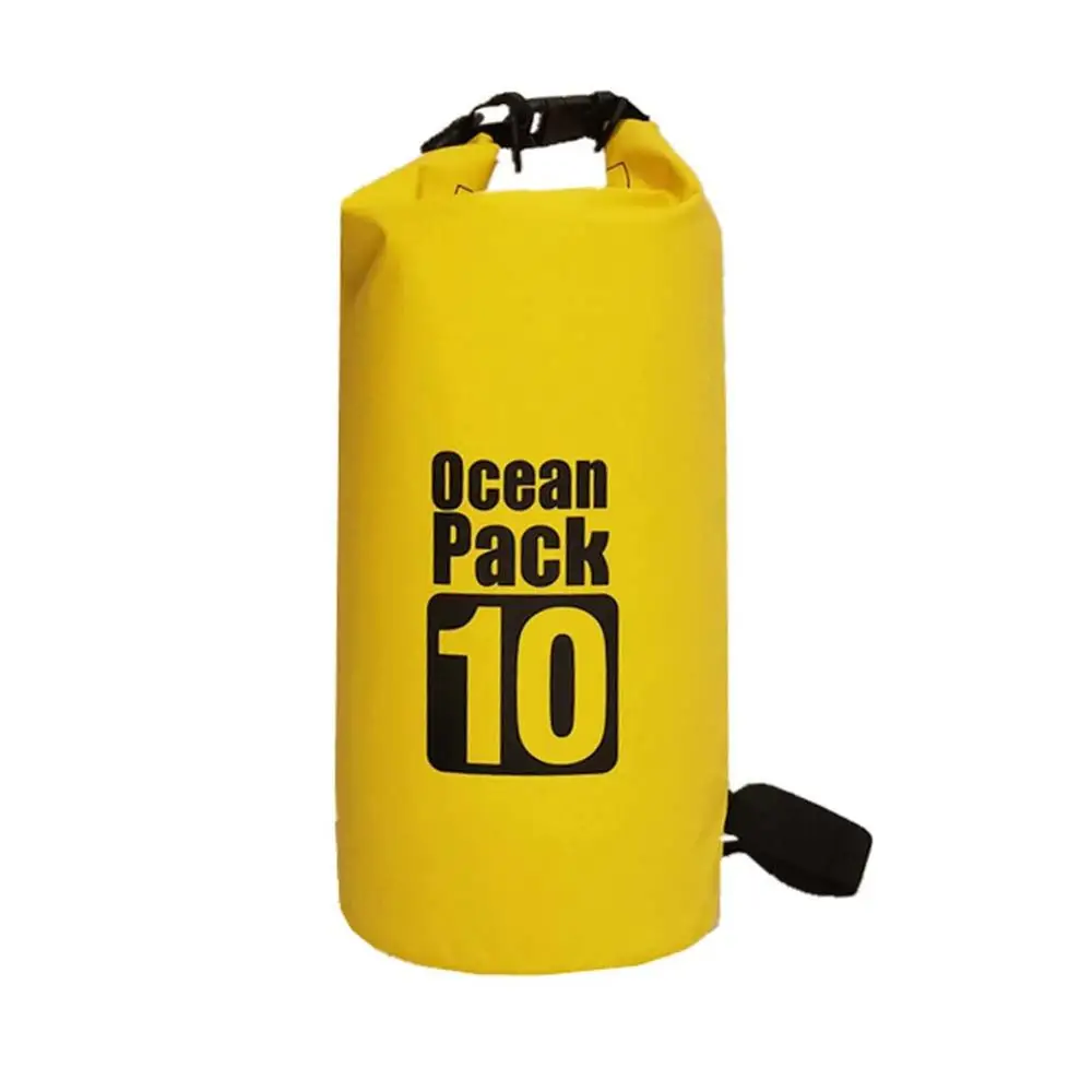 10L yellow ПВХ водонепроницаемая сухая сумка 5L 10L 20L наружная складная сумка для дайвинга Мужская Женская пляжная сумка для плавания рафтинг речной океан рюкзак - Цвет: 10L yellow