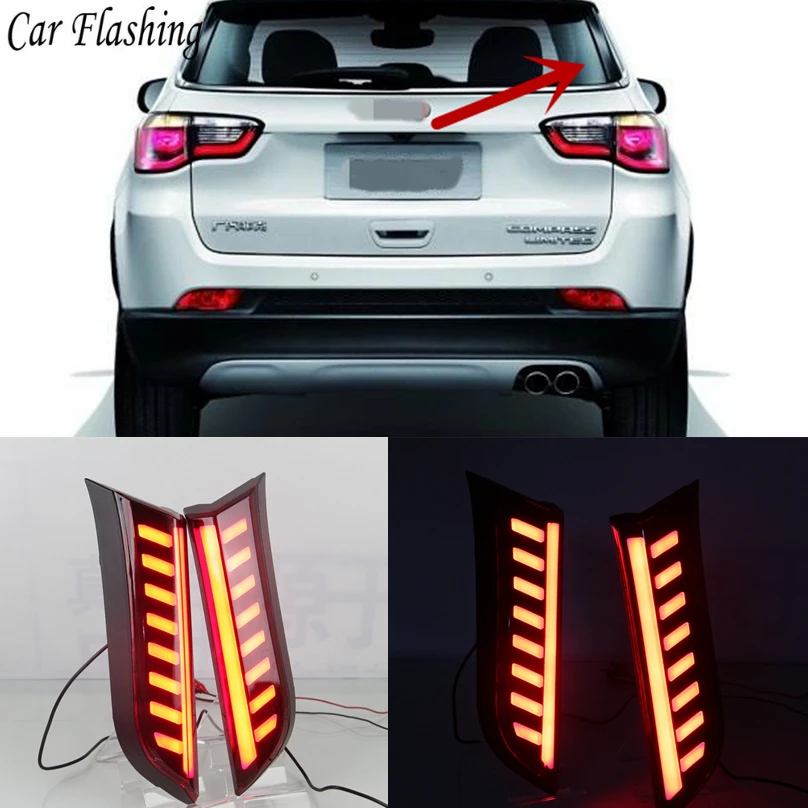 Buy Car Flashing 2pcs for Jeep compass 2017 2018 LED DRL Rear Bumper tail light