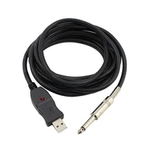 50 шт. 3 м 10 футов USB гитарный кабель USB интерфейс штекер 6,35 мм 1/4 моно Мужской электрогитара Студия аудио соединительный кабель