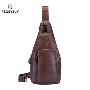 

BULLCAPTAIN Men's Fashion Crossbody Bag Men Shoulder Belt Bags Leather Sports Waist Fanny Chest Packs Chest Waist Pack