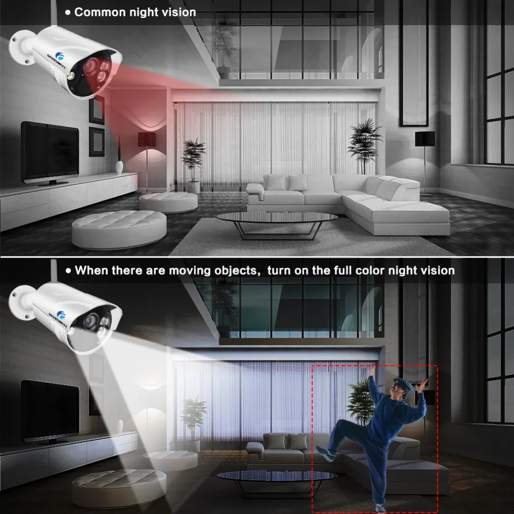 Graneywell Wifi IP Camera 1080P 2MP Outdoot IR 50m Smart Color Night Vision Wireless Weatherproof Home Security Bullet IP Cam