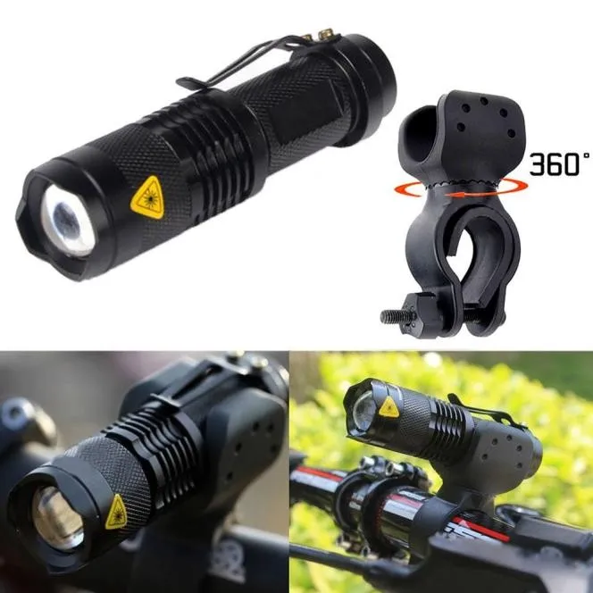 Best 1200lm Q5 LED Cycling Bike Bicycle Head Front Light Flashlight+360 Mount bracket Super bright Outdoor camping flashlight #15 1