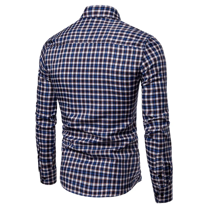 Drop Shipping Men Plaid Shirt Long Sleeve Casual Shirts 2019 Fashion Multi-Color Checkered Cotton Chemise Homme Man Clothes