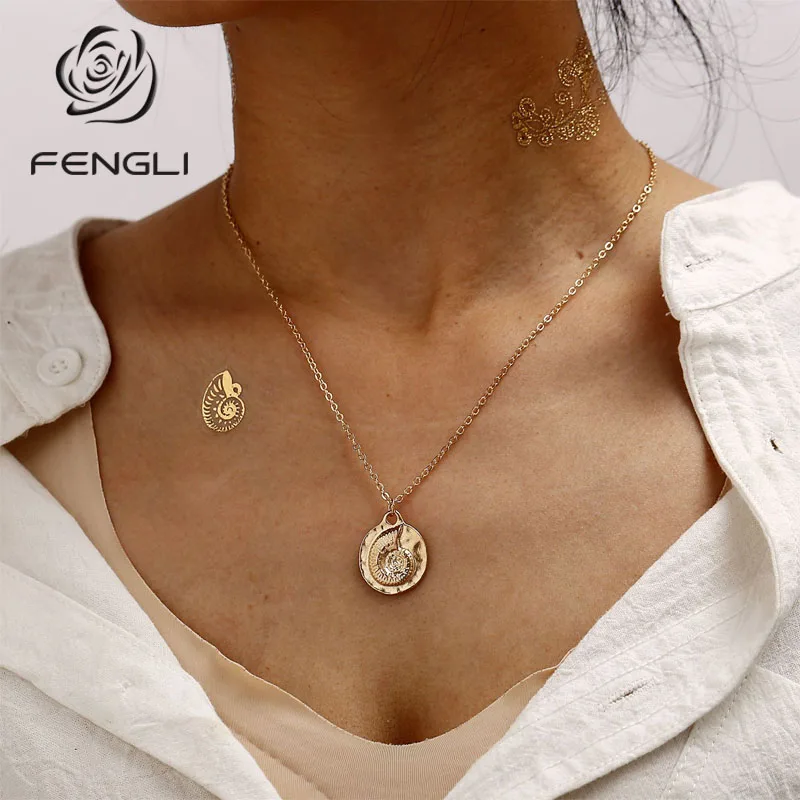 

FENGLI Bohemian Shellhards Women Necklaces Sea Shells Boho Pendants 10 Style Summer Beach Choker Jewelry Collar
