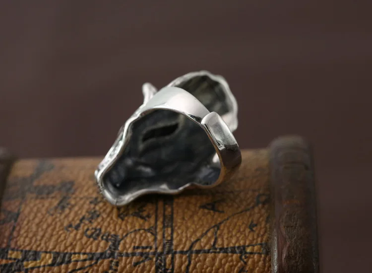 S925 стерлингового серебра Модные украшения личности Для мужчин ретро Тайский Серебряный волк Тотем указательный палец кольцо зло волк