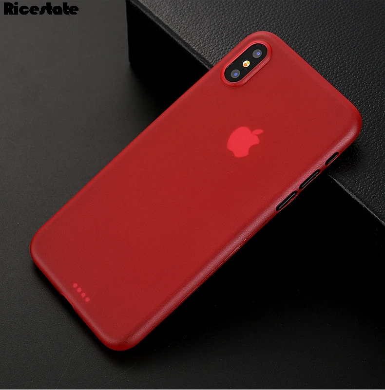 Ультратонкий матовый чехол Ricestate для iphone 11 Pro X XR XS MAX, чехол для iphone 6, 6s, 7, 8 Plus, матовая задняя крышка, защитный чехол - Цвет: Translucent red