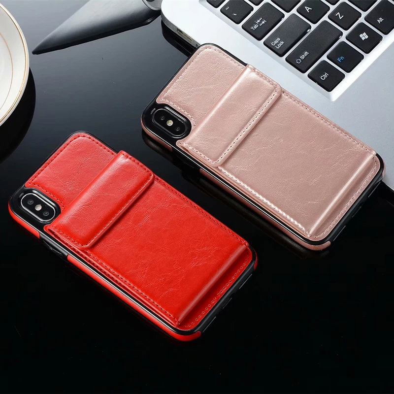 

HOTR Convenient with Phone Bag for iphone 6 6s 6 plus 7 7 plus 8 8 plus X Leather Case Vertical Flip Wallet Stand Case Holder