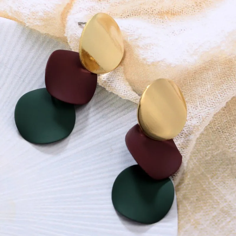 EK801 Unique Elegant Round Metal Earrings for Women 2018 New Geometric Alloy Statement Earrings Fashion Jewelry Gift 3 Colors - Image 3