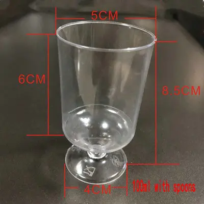 50 шт одноразовые толстые прозрачные твердые пластиковые чашки для мусса, чашки для мороженого, торта Тирамису 60 мл 100 мл 160 мл 180 мл кухонный инструмент - Цвет: NO21 with spoon
