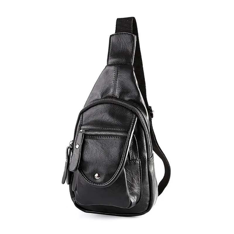 2018 Fashion Causal Pu Leather Cross Body Bags Men Black Summer Small Chest Bag For Men ...