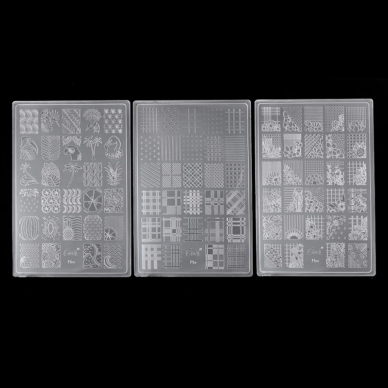10,1*15 см прозрачный пластиковый шаблон для нейл-арта, украшения для ногтей, штамповочные пластины, трафареты для ногтей с 3D рисунком