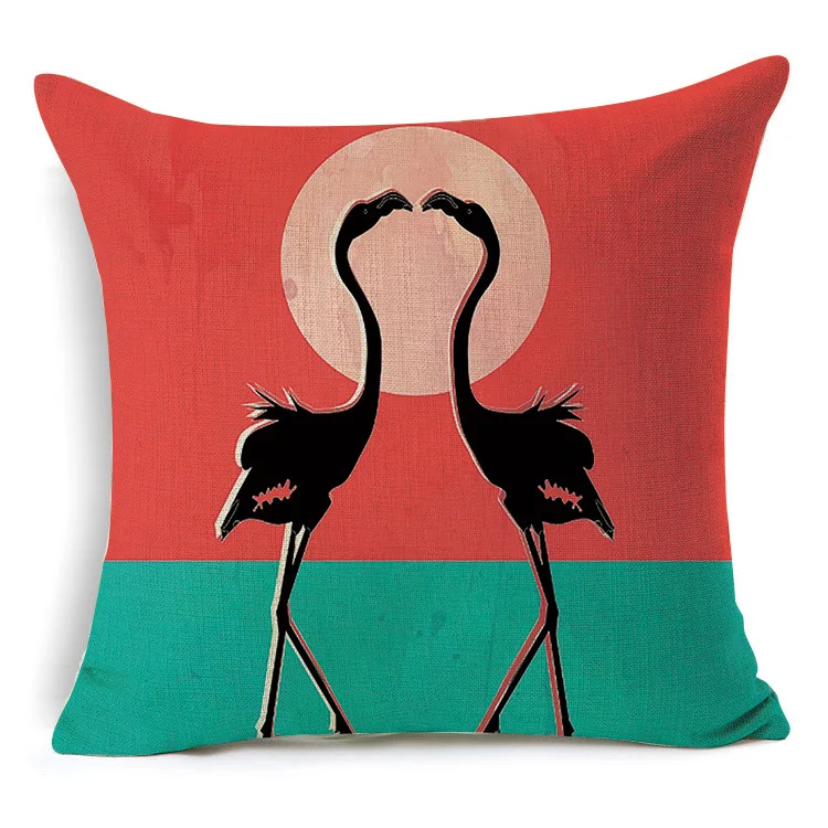 1 шт. декоративная наволочка из хлопка и льна с принтом фламинго 40249|cushion cover|cushion