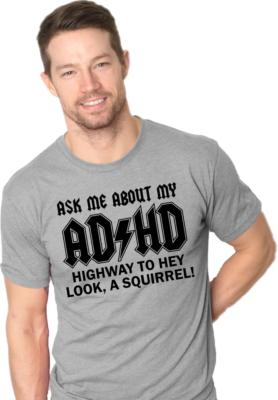

Ask Me About My ADHD T Shirt Funny Squirrel Flip Shirt Cartoon t shirt men Unisex New Fashion tshirt free shipping funny tops
