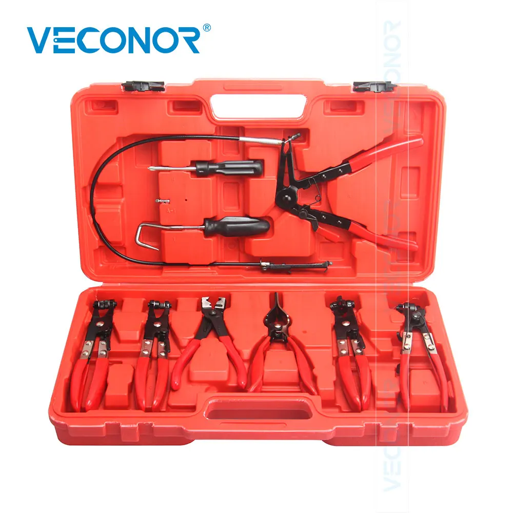 Veconor Mechanics 9 Pcs Hose Clamp Pliers Removal Garage Tool Set Swivel Jaw Flat Band