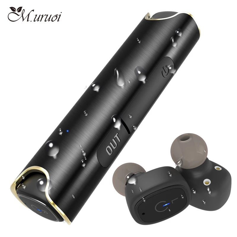 Goedkoop M. uruoi Oortelefoon Bluetooth 4.2 Oortelefoon Echte Draadloze Binaural Stereo Headset Met Microfoon Handsfree Voor Mobiele Telefoon Sport Oordopjes