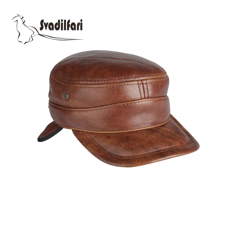 Новое поступление модная мужская шапка из натуральной кожи лучший подарок для папы зимой теплая Толстая шляпа высокого качества заводская цена