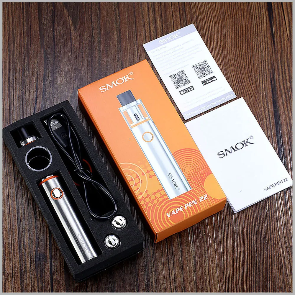 Smok Vape Pen 22 комплекта встроенный аккумулятор 1650 мАч с вейп-ручкой 22 резервуара Ом двухъядерный светодиодный индикатор электронная сигарета