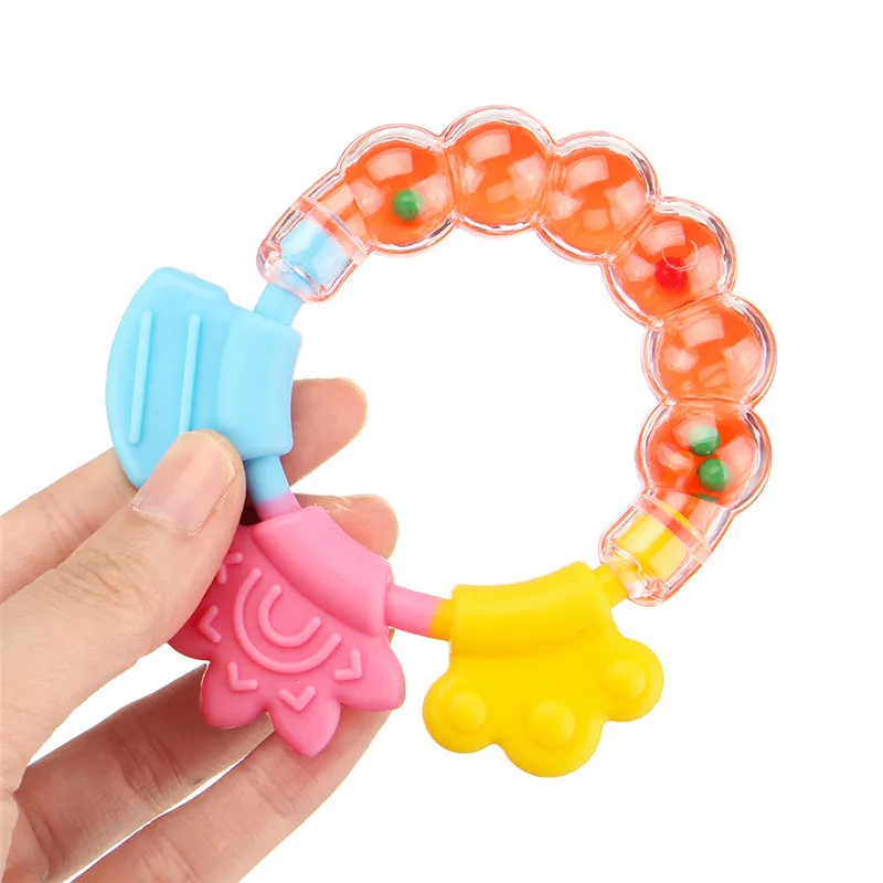 Baby Teether Educational Toy Bite Rattle Round Teether Toys Bed Silica