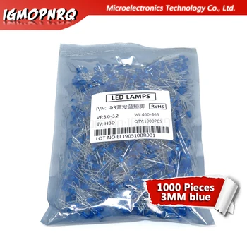 

1000pcs Blue light-emitting diodes Blue turn Blue 3mm led