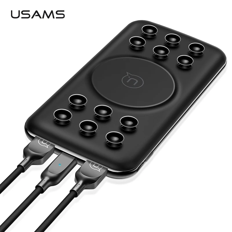

Power Bank 10000mAh USAMS QC3.0 PD3.0 Dual Ports Fast Charging Wireless Powerbank With Suction Cup Portable Poverbank for Xiaomi