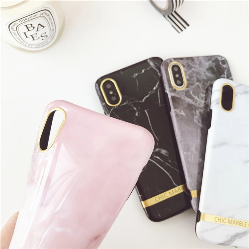 Aoweziic Korean marble For iphone X XS MAX XR mobile phone shell personality soft shell silica gel 7PLus 8plus lovers 6S shell