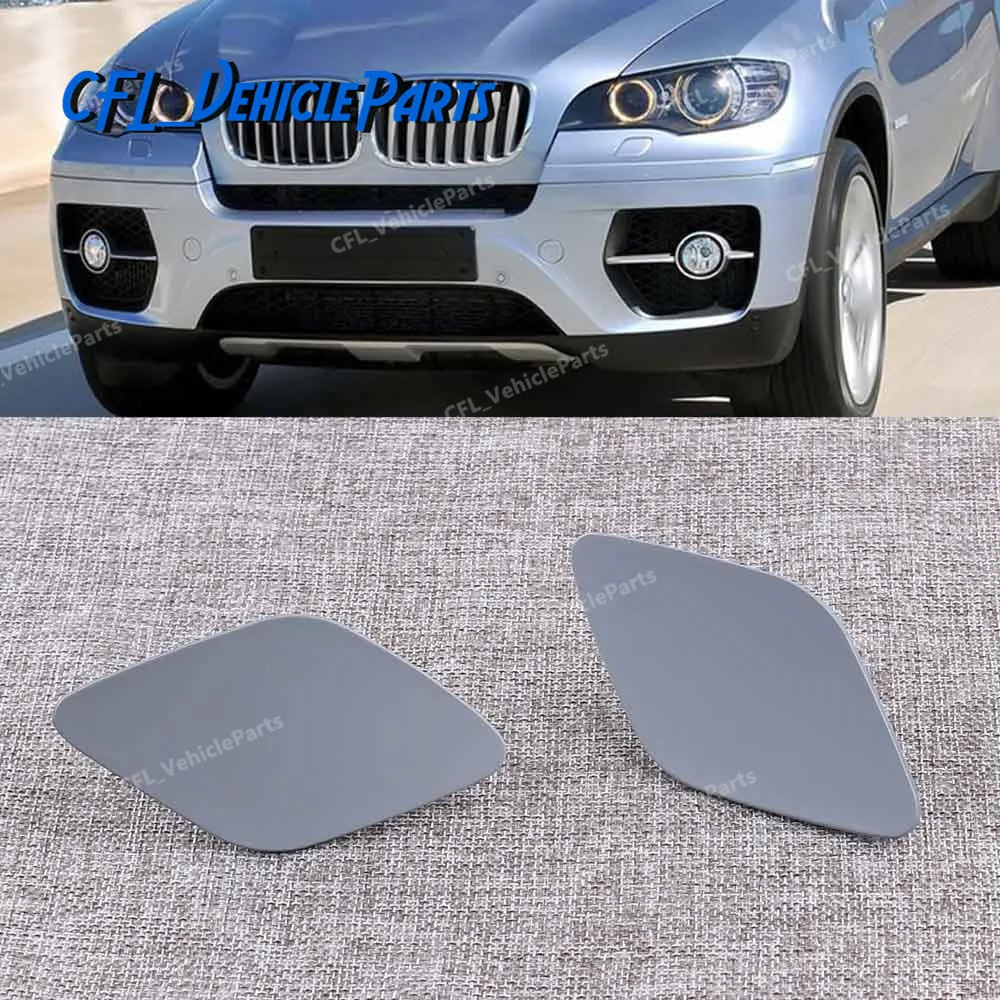 

Pair L + R Headlight Washer Spray Nozzle Cover Cap Lid Primed 51657052427 51657052428 For BMW X5 E70 X6 E71 E72 2008-2013