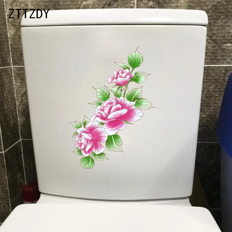 ZTTZDY 12 5*22 7 см красная рисованная пион наклейка для сиденья унитаза WC Декор