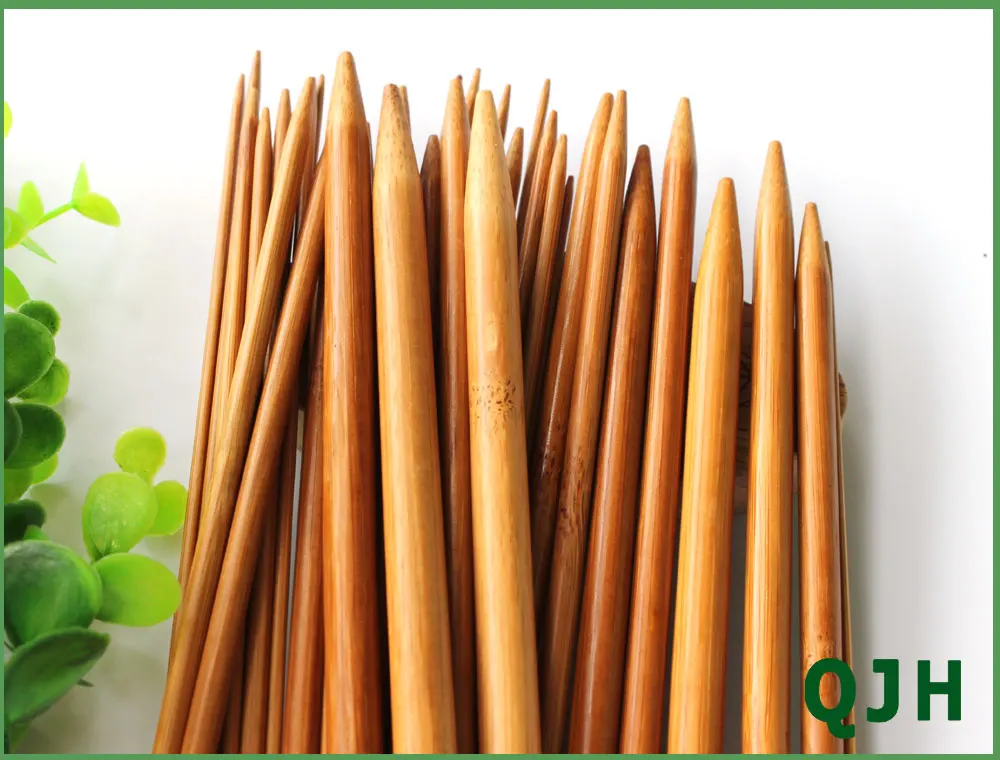 QJH brand 36Pcs 18 Sizes Bamboo Knitting Needles Single Tip Point Round Crochet Needles Household DIY Weaving Knitting Tools 027
