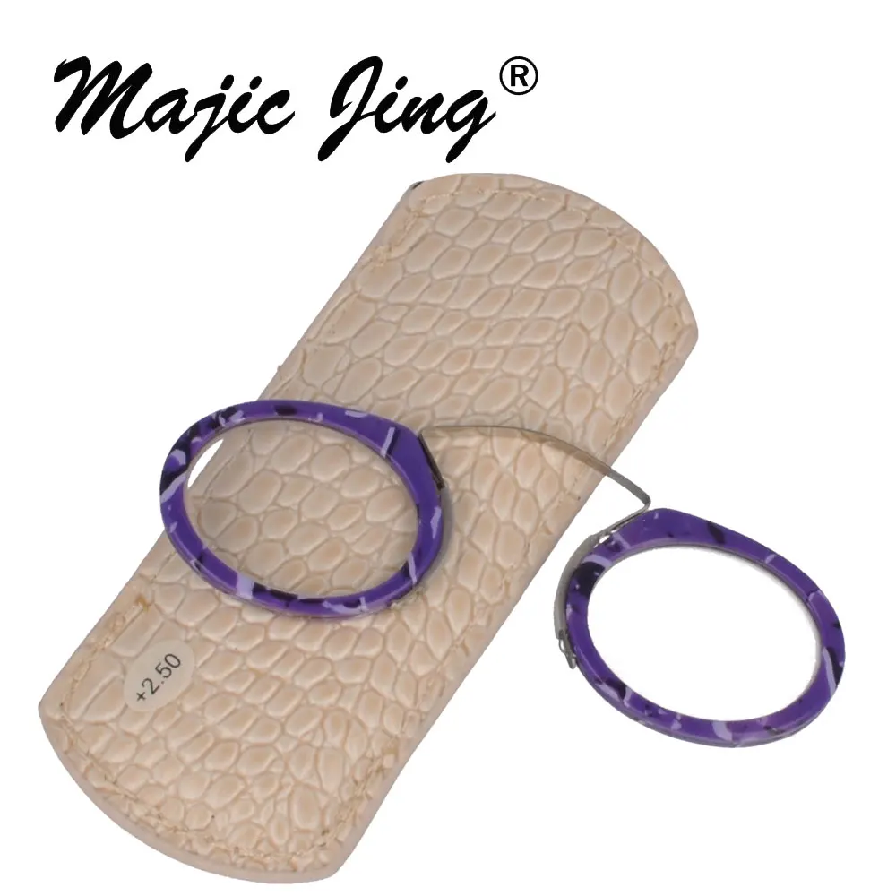Magic Jing фиолетовый цвет полный обод компактные очки для чтения+ 100~ 400 с кожаным чехлом - Цвет оправы: purple