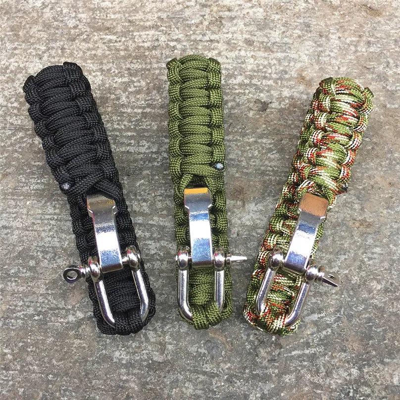 Outdoor Army Green Parachute Cord Survival Bracelet men's Black Stainless steel Adjustable Buckle Climbing Outdoor Tools #3d28 (4)