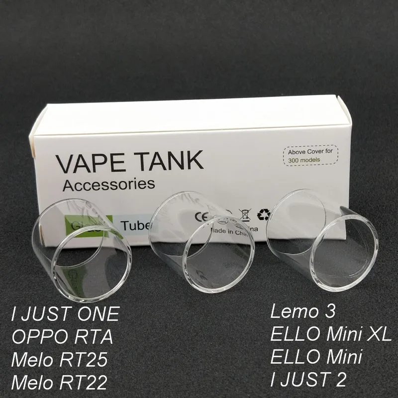 3 шт. сменная стеклянная трубка для Eleaf I JUST ONE/OPPO RTA/MELO RT25/MELO RT22/I JUST 2/LEMO 3/ELLO Mini XL/ELLO Mini Tank