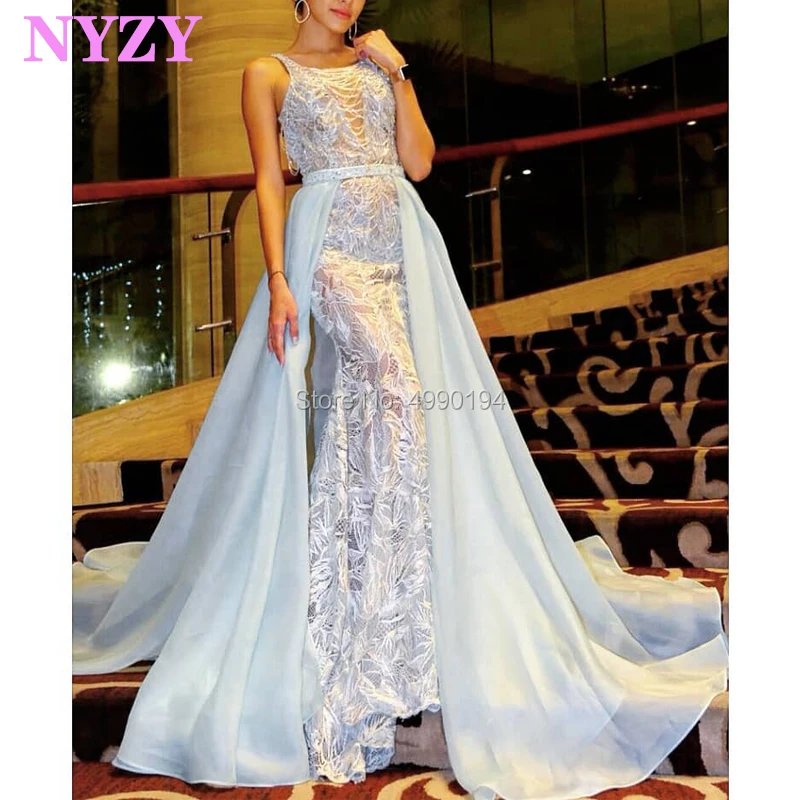 NYZY E84 сексуальные прозрачные вышивка кружева vestidos de торжественный светло-Синяя Русалка Элегантное вечернее платье abendkleider