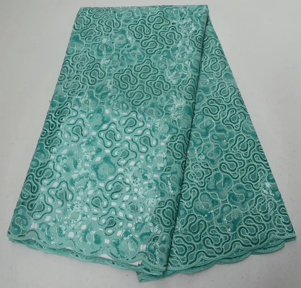 

Nigerian Lace Fabric with sequins High quality French Embroidered lace fabric for party dress