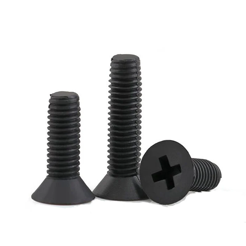 

M2.5 Screws Black Nylon Flat Head Machine Screw Cross Recessed Phillips Metric Thread Countersunk Plastic Bolts