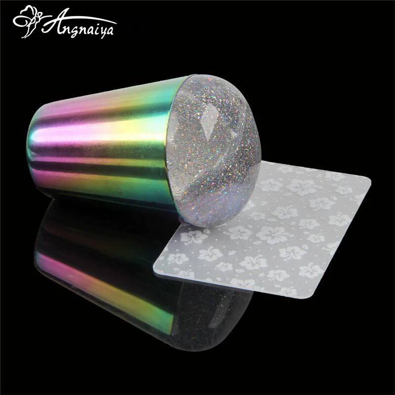 

ANGNYA Multicolor Transparent Silicone Head Seal Stamp + Pattern Scraper nail stamping plates Polish Printing DIY Nail Art Tools