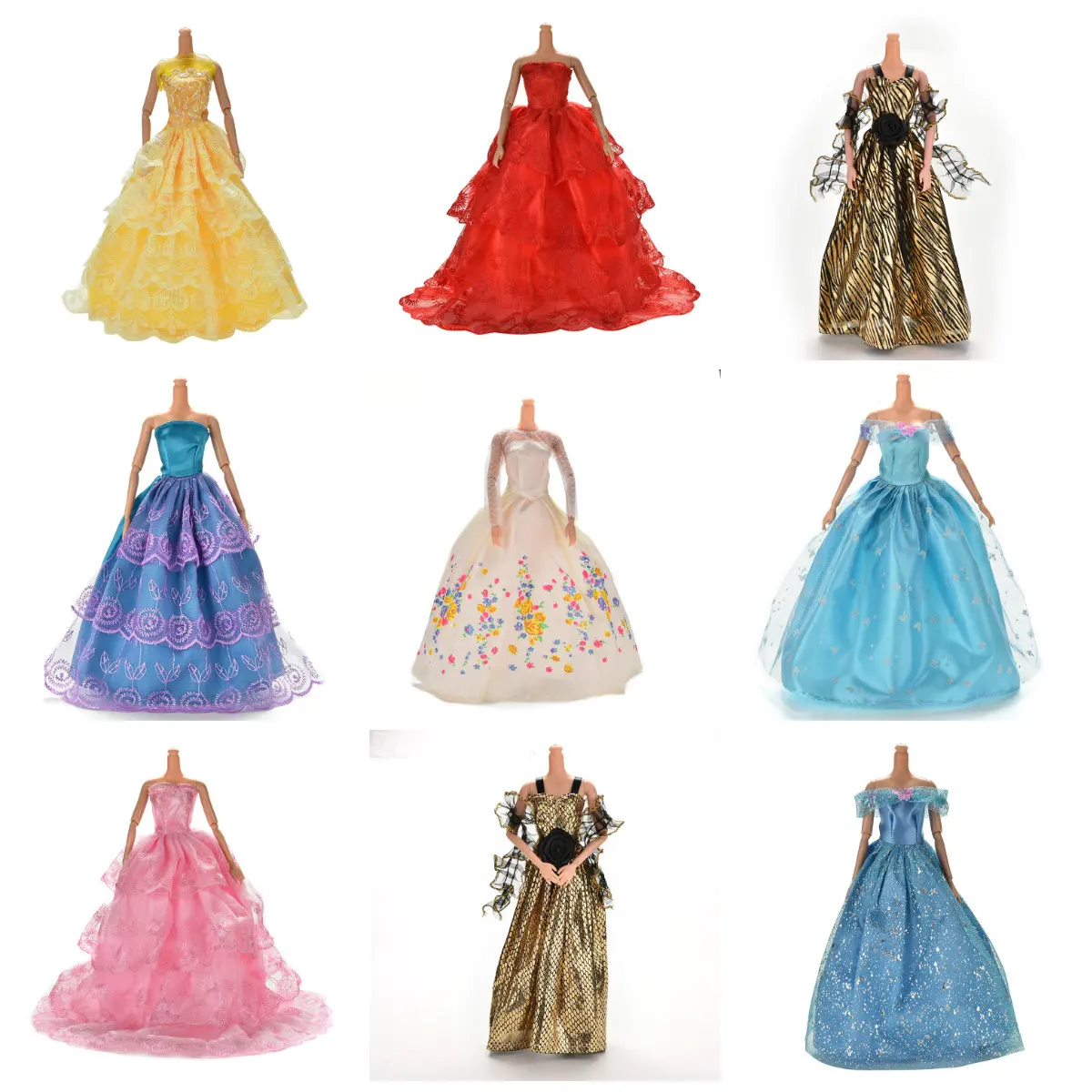 

Hot Sale Elegant Handmade Wedding princess Dress Doll Floral Doll Dress Clothes Clothing Multi Layers Dolls Accessories