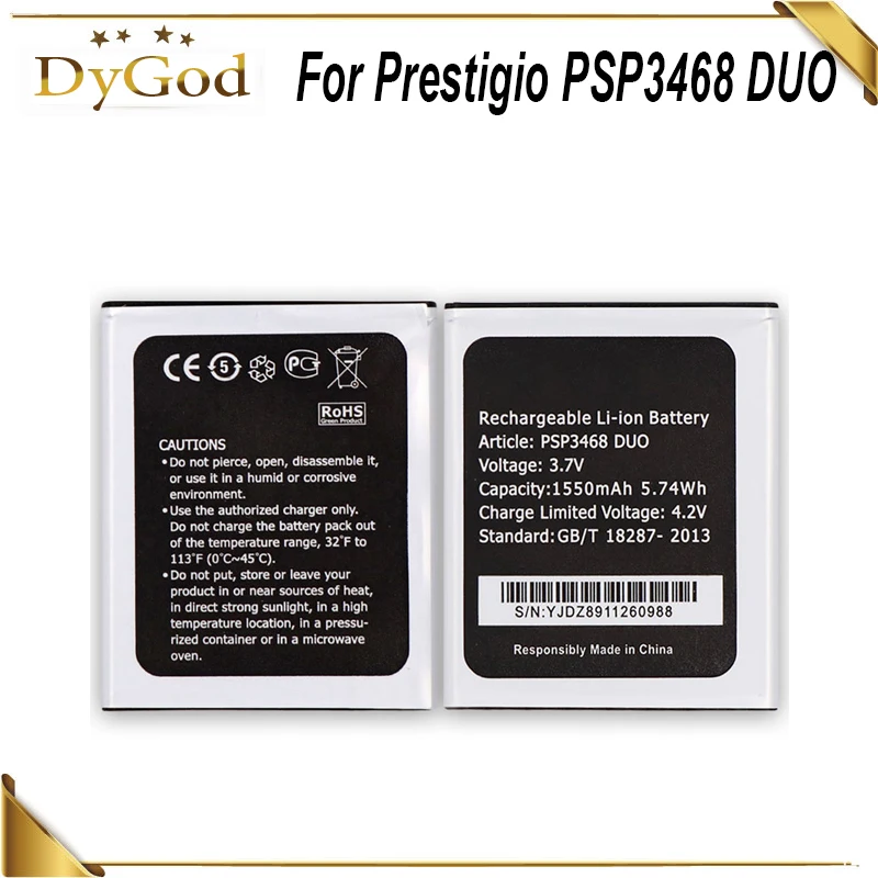 

DyGod 1550mAh PSP3468 DUO Battery for Prestigio Wize N3 Wize N3 PSP3468 DUO High Quality mobile phone Battery