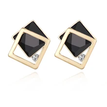 183 модные новые дизайнерские свадебные ювелирные изделия Роскошные блестящие простые черные серьги Элегантные темно-синие геометрические серьги-гвоздики для женщин