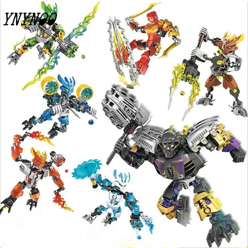 

(YNYNOO)BIONICLE series XSZ 706 jungle Rock Water Earth Ice Fire protecto action figure Building Block Compatible With
