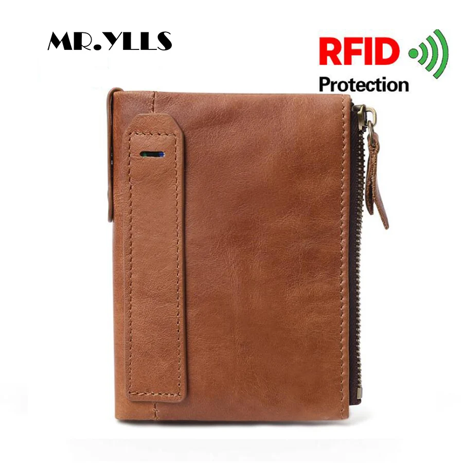 Buy MR.YLLS RFID Genuine Leather Wallet Men Double