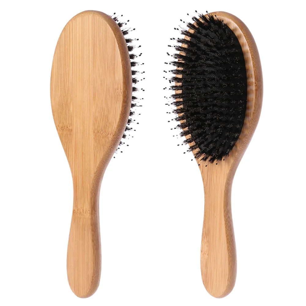 Wooden Handle Bristle Hair Brush Comb Stimulate Massage Scalp SPA