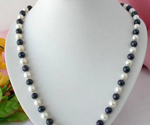

ddh002850 24" 10MM WHITE BLACK ROUND FW CULTURED PEARL NECKLACE