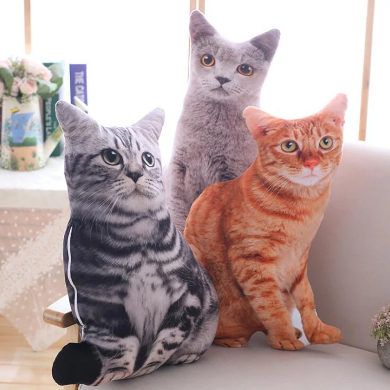 

1pc 50cm Simulation Plush Cat Pillows Soft Stuffed Animals Printing Cat Pillow Cushion Sofa Decor Cartoon Plush Toys for Child