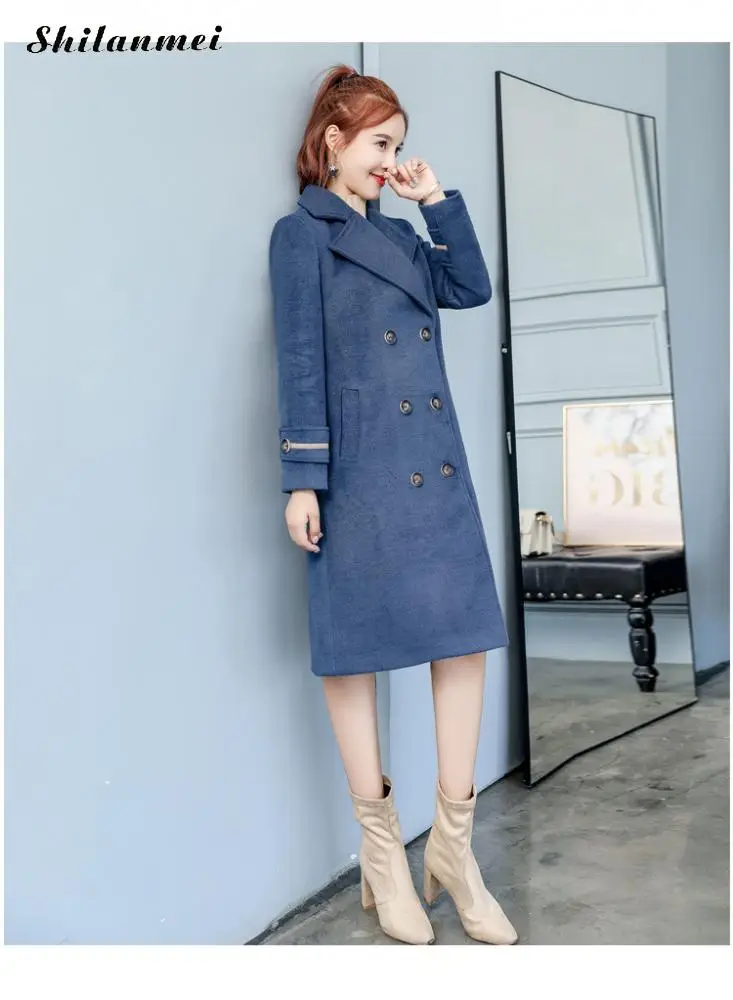 Et Noir Costume blue 2018 Outwear Bleu Élégant Automne Taille Manteau Veste Plus Black Mode 4xl Femelle Pardessus 3xl Décontracté Femme La Col Hiver 7Hq7X