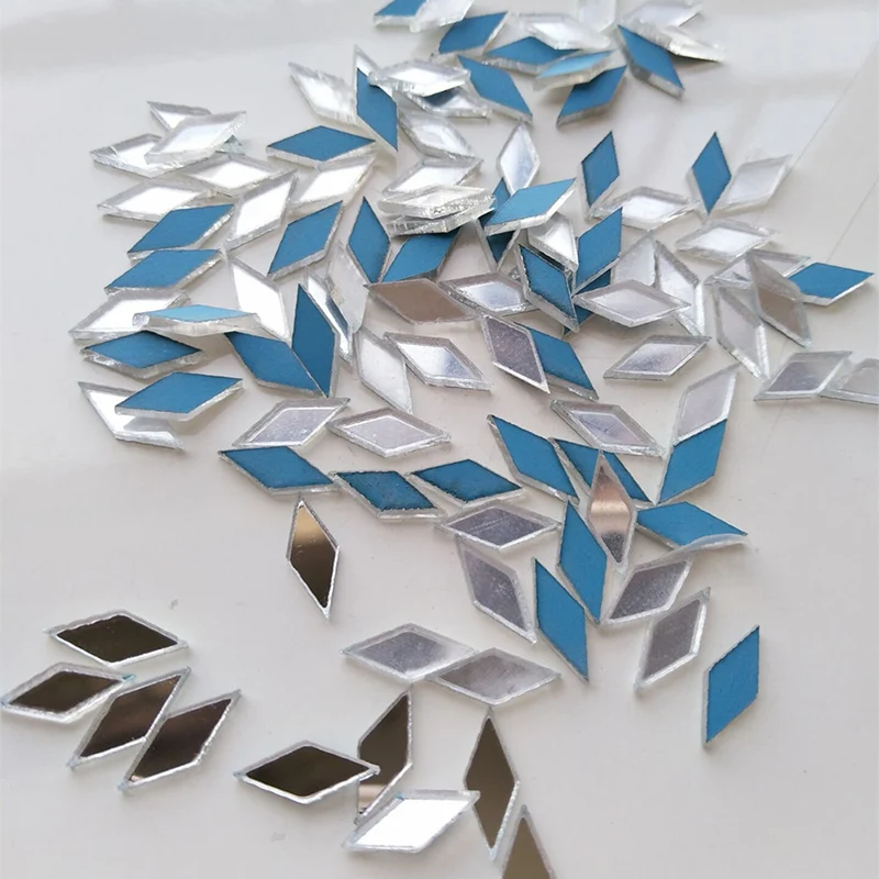 

200PCS per lot Laser Cut Diamond Shape Glass Mirror Wall Stickers with Back Tape Mini Diamond Glass Mirror
