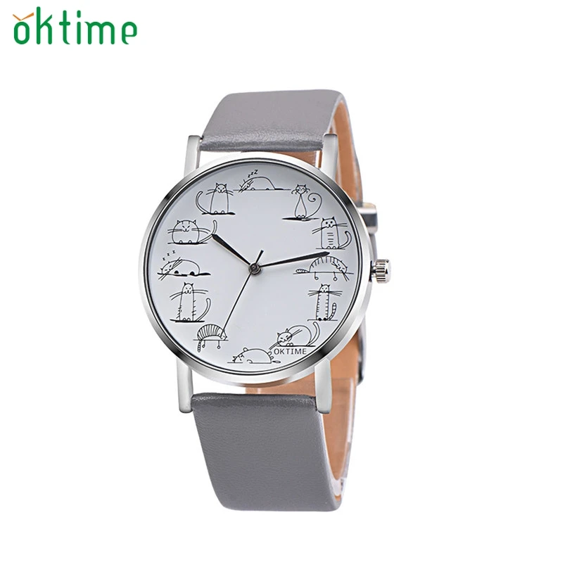 

Watch Women Retro Design Lovely Cartoon Cat Leather Band Analog Alloy Quartz Girl's Wrist Watch Ma30