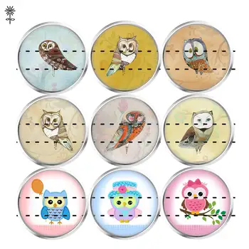 

Wholesale 10/20/50pcs Random Mixed Owl Printed Series Colorful Glass Snap Button Charms for Ginger Snap DIY Jewelry GCVN1810*10
