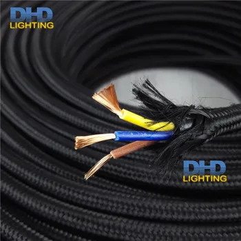 

Free shipping colorful Retro Vintage 3X0.75mm Cores Textile round Fabric Cloth Cable Wire Flexibal Electric Lighting Cord