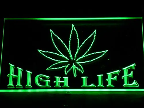 

403 Hemp Leaf High Life Bar LED Neon Sign with On/Off Switch 20+ Colors 5 Sizes to choose